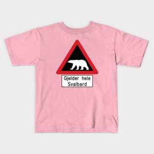 Gjelder hele Svalbard Polar Bears Road Sign Kids T-Shirt